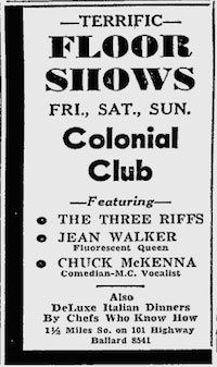 Ad for the Three Riffs at Colonial Club