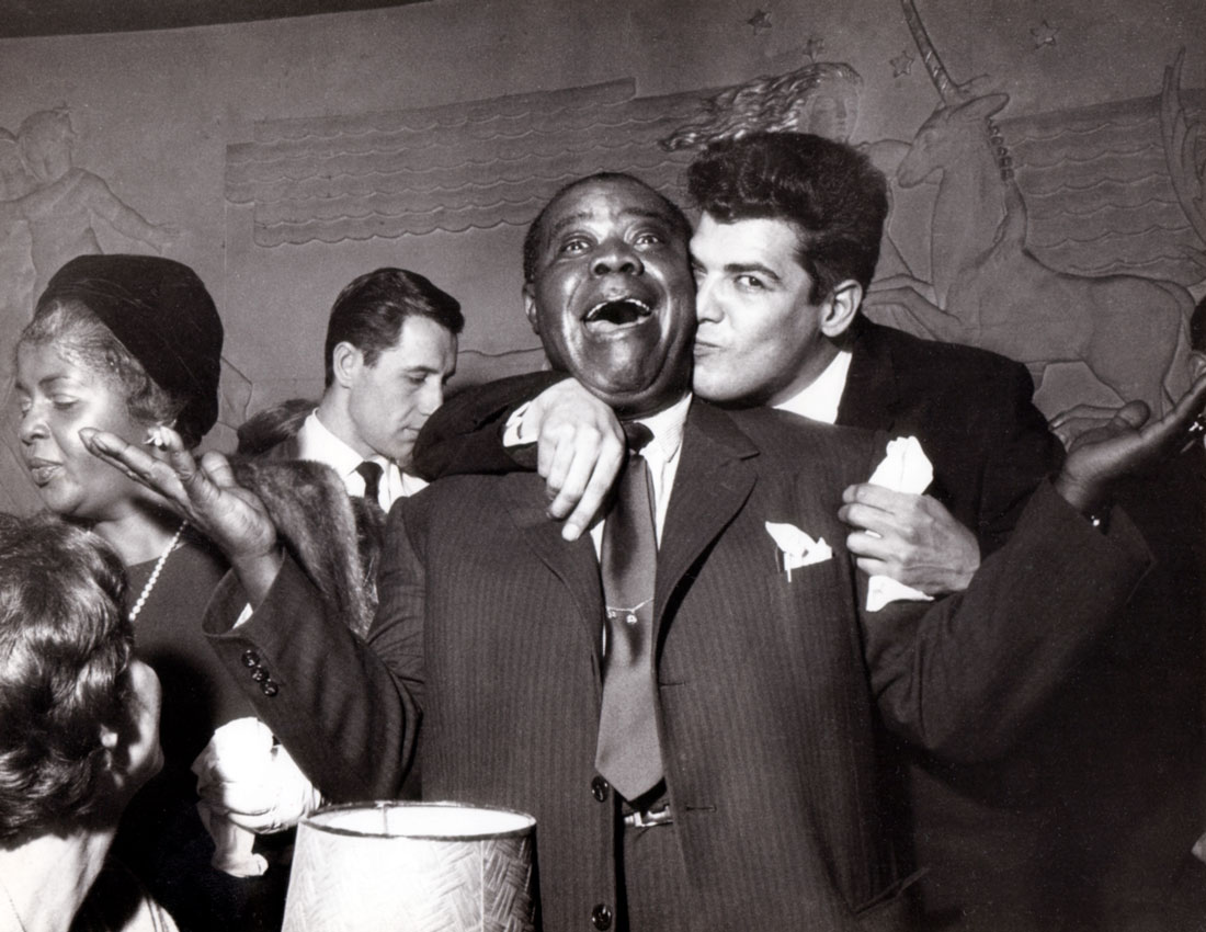 Lucille Armstrong, Louis Armstrong, Joe Castro at Mars Club